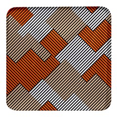 Abstract Pattern Line Art Design Decoration Square Glass Fridge Magnet (4 Pack) by Ravend