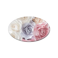 Pastel Rose  Flower Blue Pink White Sticker (oval) by Cemarart