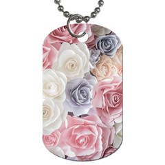 Pastel Rose  Flower Blue Pink White Dog Tag (one Side) by Cemarart