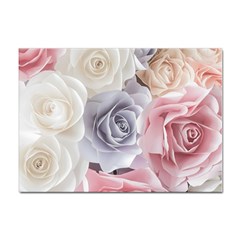 Pastel Rose  Flower Blue Pink White Sticker A4 (10 Pack) by Cemarart