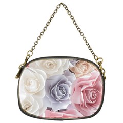 Pastel Rose  Flower Blue Pink White Chain Purse (one Side) by Cemarart