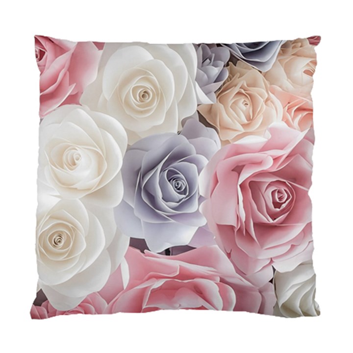 Pastel Rose  Flower Blue Pink White Standard Cushion Case (Two Sides)