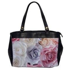 Pastel Rose  Flower Blue Pink White Oversize Office Handbag by Cemarart