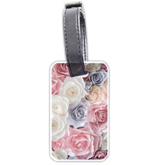 Pastel Rose  Flower Blue Pink White Luggage Tag (one Side) by Cemarart