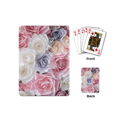 Pastel Rose  Flower Blue Pink White Playing Cards Single Design (mini) by Cemarart