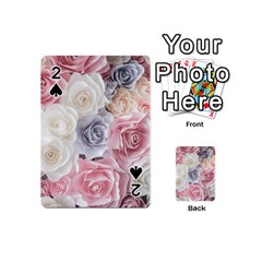 Pastel Rose  Flower Blue Pink White Playing Cards 54 Designs (mini) by Cemarart