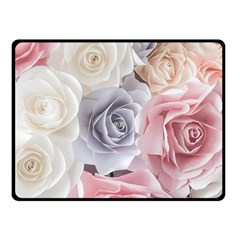 Pastel Rose  Flower Blue Pink White Two Sides Fleece Blanket (small) by Cemarart