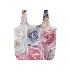 Pastel Rose  Flower Blue Pink White Full Print Recycle Bag (s) by Cemarart