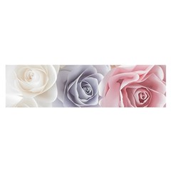 Pastel Rose  Flower Blue Pink White Oblong Satin Scarf (16  X 60 ) by Cemarart