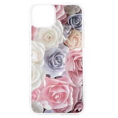 Pastel Rose  Flower Blue Pink White Iphone 15 Tpu Uv Print Case by Cemarart