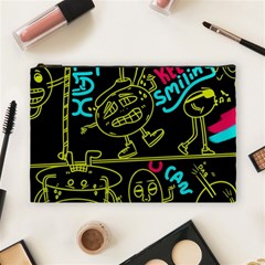 Keep Smiling Doodle Cosmetic Bag (large) by Cemarart