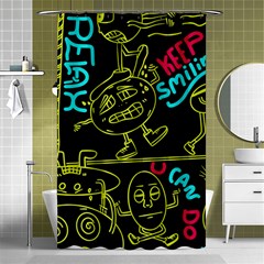 Keep Smiling Doodle Shower Curtain 48  X 72  (small)  by Cemarart