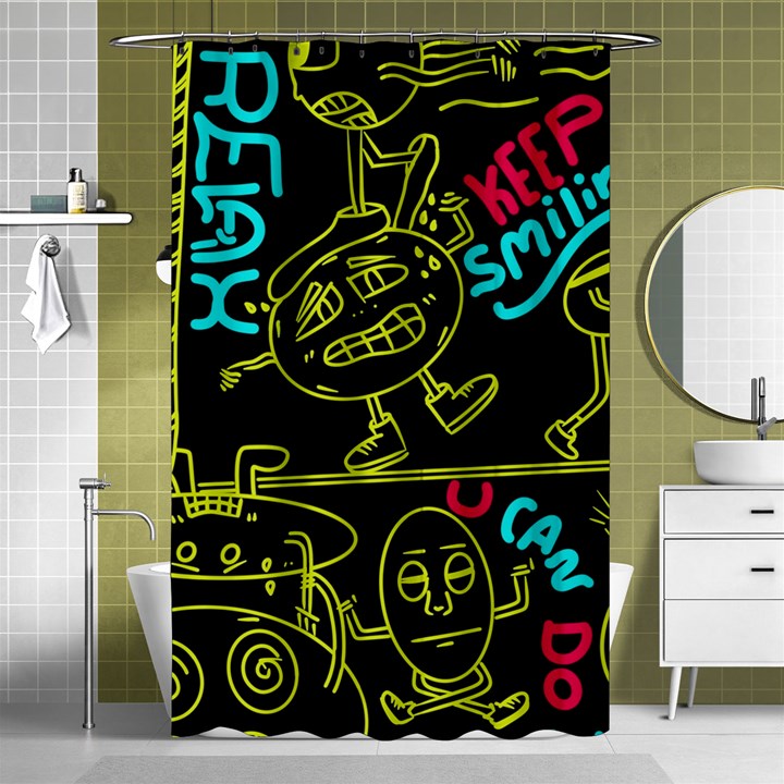 Keep Smiling Doodle Shower Curtain 48  x 72  (Small) 