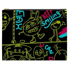 Keep Smiling Doodle Cosmetic Bag (xxxl) by Cemarart