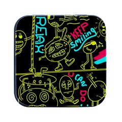 Keep Smiling Doodle Square Metal Box (black) by Cemarart