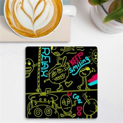 Keep Smiling Doodle Uv Print Square Tile Coaster  by Cemarart