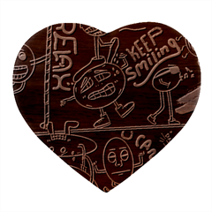 Keep Smiling Doodle Heart Wood Jewelry Box