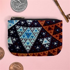 Fractal Triangle Geometric Abstract Pattern Mini Coin Purse by Cemarart