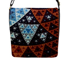 Fractal Triangle Geometric Abstract Pattern Flap Closure Messenger Bag (l) by Cemarart