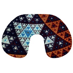 Fractal Triangle Geometric Abstract Pattern Travel Neck Pillow by Cemarart