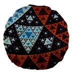 Fractal Triangle Geometric Abstract Pattern Large 18  Premium Flano Round Cushions Back