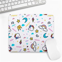 Unicorns Rainbows Seamless Pattern Large Mousepad by Bedest