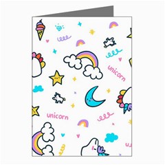 Unicorns Rainbows Seamless Pattern Greeting Cards (pkg Of 8)