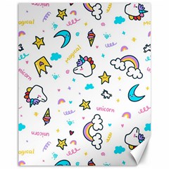 Unicorns Rainbows Seamless Pattern Canvas 11  X 14 