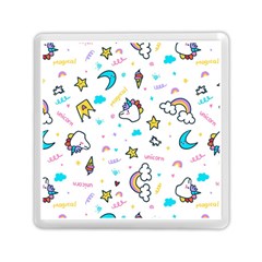 Unicorns Rainbows Seamless Pattern Memory Card Reader (square) by Bedest