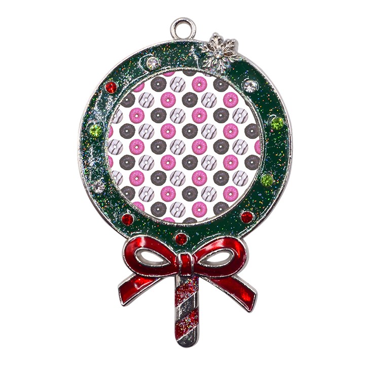 Pattern Seamless Design Decorative Metal X Mas Lollipop with Crystal Ornament