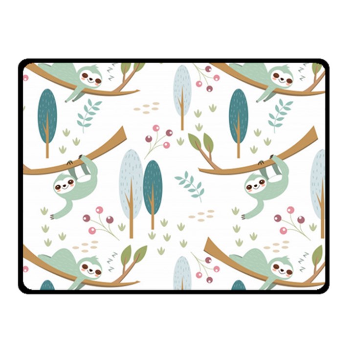 Pattern Sloth Woodland Two Sides Fleece Blanket (Small)