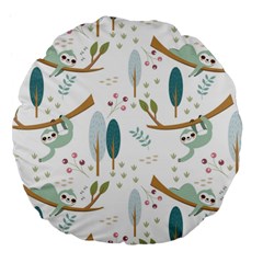 Pattern Sloth Woodland Large 18  Premium Flano Round Cushions by Hannah976