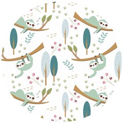 Pattern Sloth Woodland Wooden Puzzle Round by Hannah976