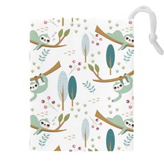 Pattern Sloth Woodland Drawstring Pouch (4xl) by Hannah976