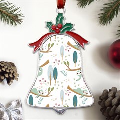 Pattern Sloth Woodland Metal Holly Leaf Bell Ornament