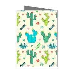 Cactus Succulents Floral Seamless Pattern Mini Greeting Cards (pkg Of 8)