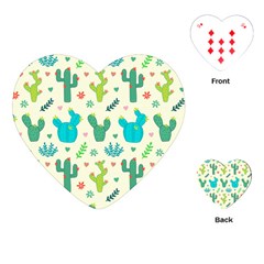 Cactus Succulents Floral Seamless Pattern Playing Cards Single Design (heart)