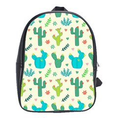 Cactus Succulents Floral Seamless Pattern School Bag (large) by Hannah976