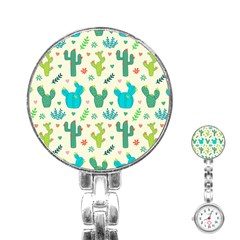 Cactus Succulents Floral Seamless Pattern Stainless Steel Nurses Watch by Hannah976