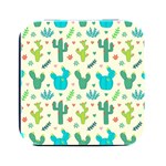 Cactus Succulents Floral Seamless Pattern Square Metal Box (Black) Front