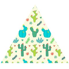 Cactus Succulents Floral Seamless Pattern Wooden Puzzle Triangle by Hannah976