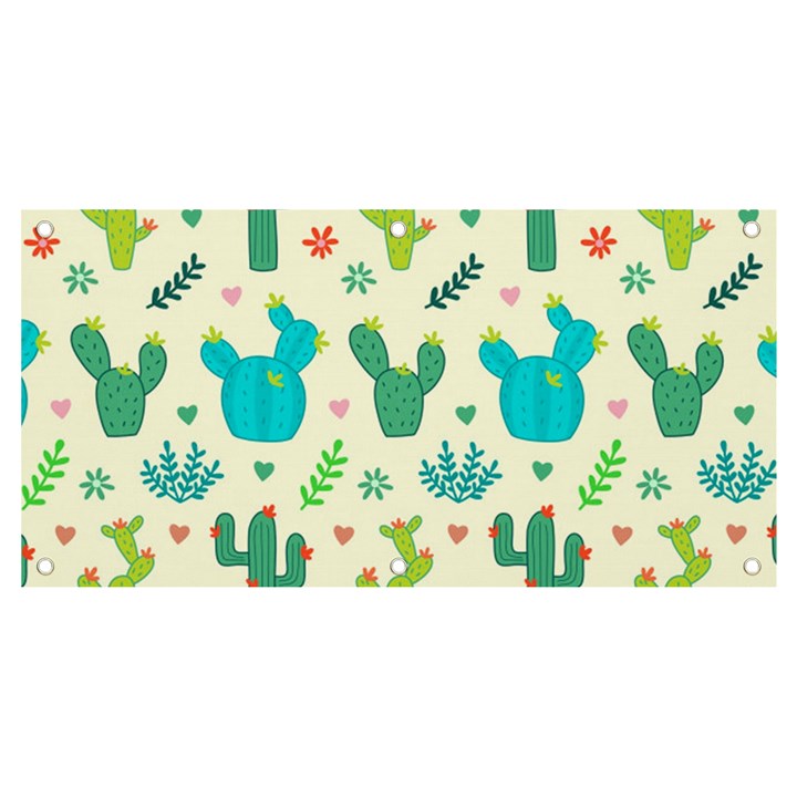 Cactus Succulents Floral Seamless Pattern Banner and Sign 4  x 2 