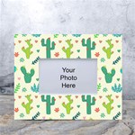 Cactus Succulents Floral Seamless Pattern White Tabletop Photo Frame 4 x6  Front