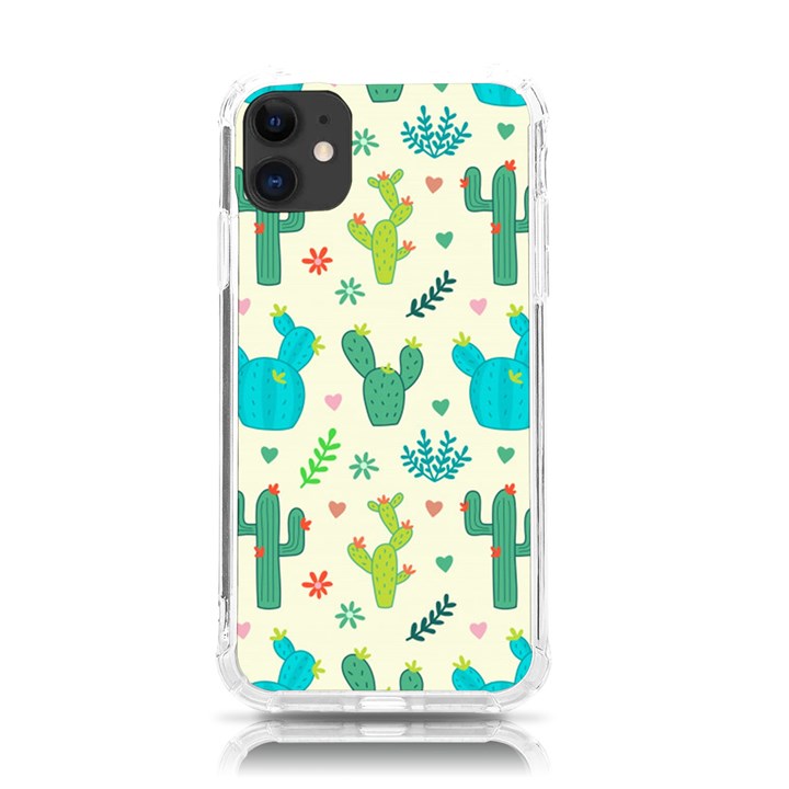 Cactus Succulents Floral Seamless Pattern iPhone 11 TPU UV Print Case