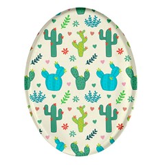 Cactus Succulents Floral Seamless Pattern Oval Glass Fridge Magnet (4 Pack) by Hannah976