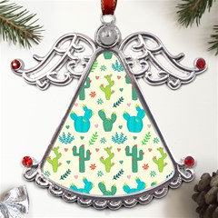 Cactus Succulents Floral Seamless Pattern Metal Angel With Crystal Ornament