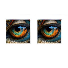 Eye Bird Feathers Vibrant Cufflinks (square) by Hannah976