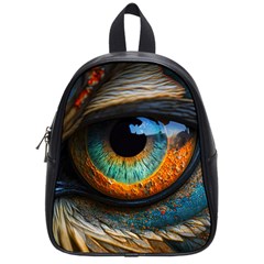 Eye Bird Feathers Vibrant School Bag (small) by Hannah976