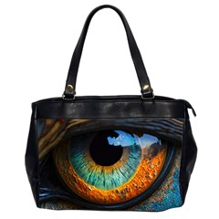 Eye Bird Feathers Vibrant Oversize Office Handbag (2 Sides) by Hannah976