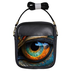 Eye Bird Feathers Vibrant Girls Sling Bag by Hannah976